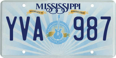 MS license plate YVA987