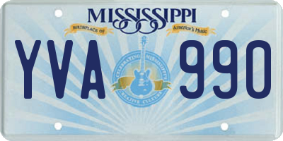 MS license plate YVA990