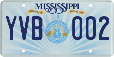 MS license plate YVB002