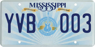 MS license plate YVB003
