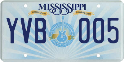 MS license plate YVB005
