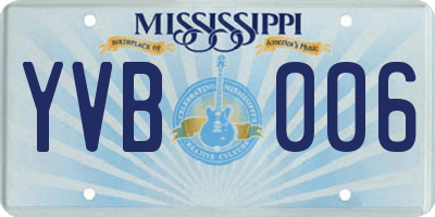 MS license plate YVB006