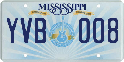 MS license plate YVB008