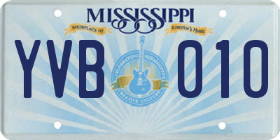 MS license plate YVB010