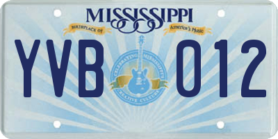 MS license plate YVB012