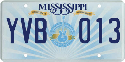 MS license plate YVB013