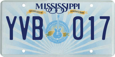 MS license plate YVB017