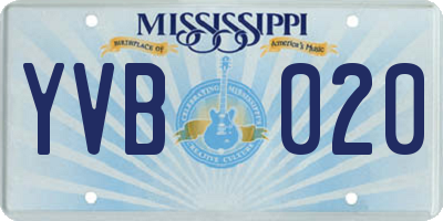 MS license plate YVB020