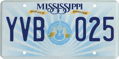 MS license plate YVB025