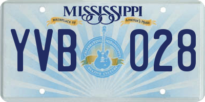 MS license plate YVB028