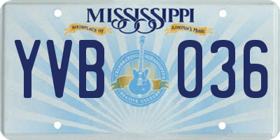 MS license plate YVB036