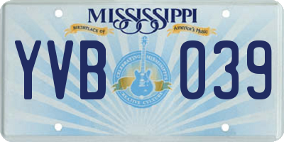 MS license plate YVB039
