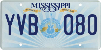 MS license plate YVB080