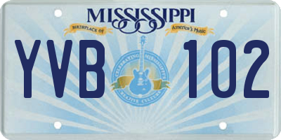 MS license plate YVB102