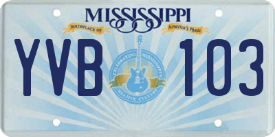 MS license plate YVB103
