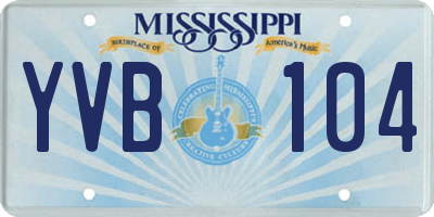 MS license plate YVB104
