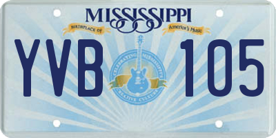 MS license plate YVB105