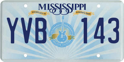 MS license plate YVB143