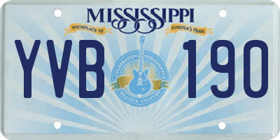 MS license plate YVB190
