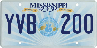 MS license plate YVB200