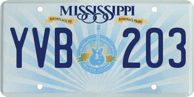 MS license plate YVB203