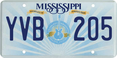 MS license plate YVB205