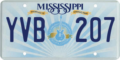 MS license plate YVB207