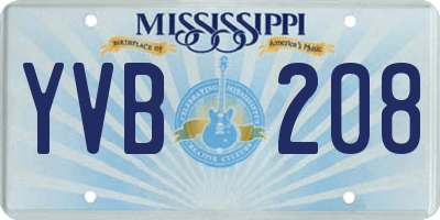 MS license plate YVB208