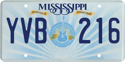 MS license plate YVB216