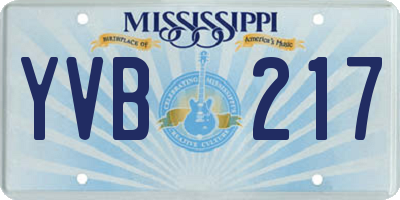 MS license plate YVB217