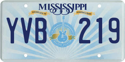 MS license plate YVB219