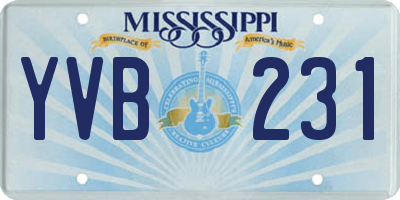 MS license plate YVB231