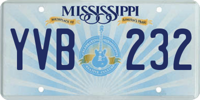MS license plate YVB232