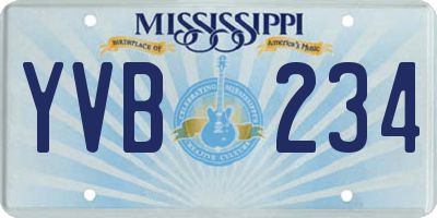 MS license plate YVB234