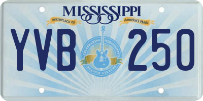 MS license plate YVB250
