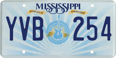 MS license plate YVB254