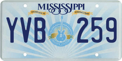 MS license plate YVB259