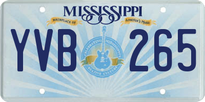 MS license plate YVB265