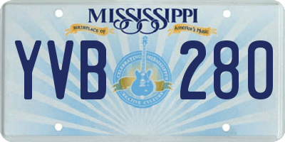 MS license plate YVB280