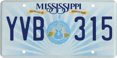 MS license plate YVB315