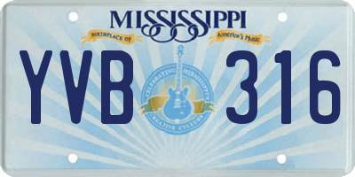 MS license plate YVB316