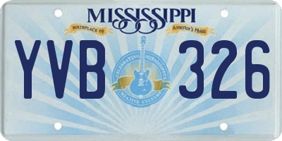 MS license plate YVB326