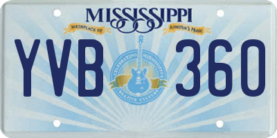MS license plate YVB360