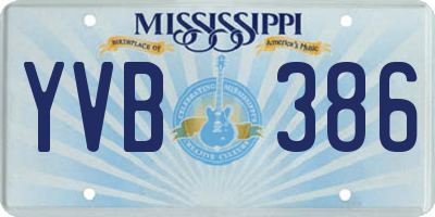 MS license plate YVB386