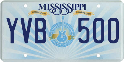 MS license plate YVB500