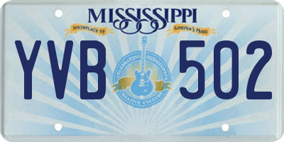 MS license plate YVB502