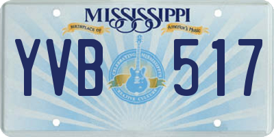 MS license plate YVB517