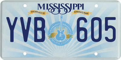MS license plate YVB605