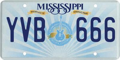 MS license plate YVB666