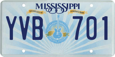 MS license plate YVB701